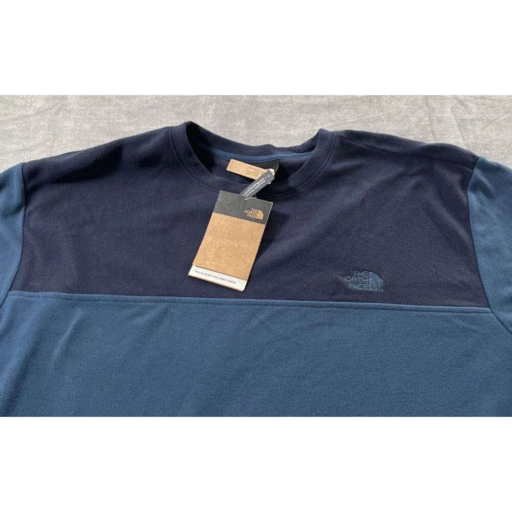 NWT North Face TKA Glacier Pullover Crew Mens XXL Blue/Navy Fleece Standard Fit